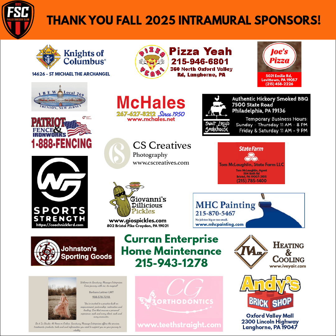 Thank you to our 2025 Intramural League Sponsors!!